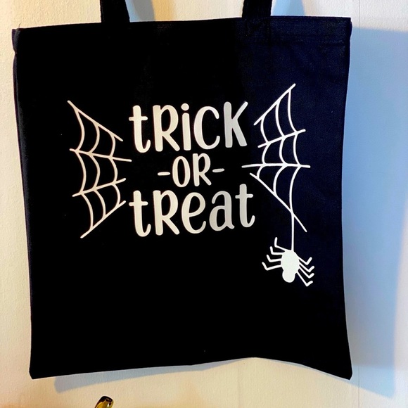 TRICK OR TREAT 🕷🧡 Cotton Canvas Tote Bag in Black~ NEW W/OUT TAGS - Picture 10 of 10